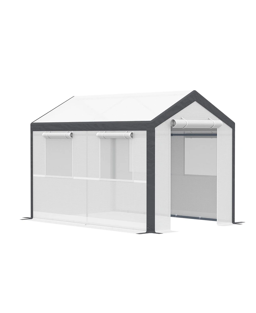 Streamdale Furniture 10' x 7' x 7' Walk-In Greenhouse, Outdoor Garden Warm Hot House with 4 Roll