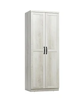 63" 2-Door Kitchen Pantry, Freestanding Storage Cabinet with 5-tier Shelving and 2 Adjustable Shelves for Dining Room, Antique White