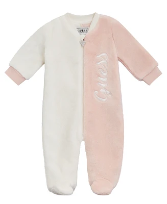 Guess Baby Girl Plush Velour Footed Zip Coverall