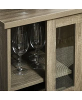 Coffee Bar Cabinet, 36" Sideboard Buffet Cabinet with Sliding Door, Wine Cabinet with Storage, Gray
