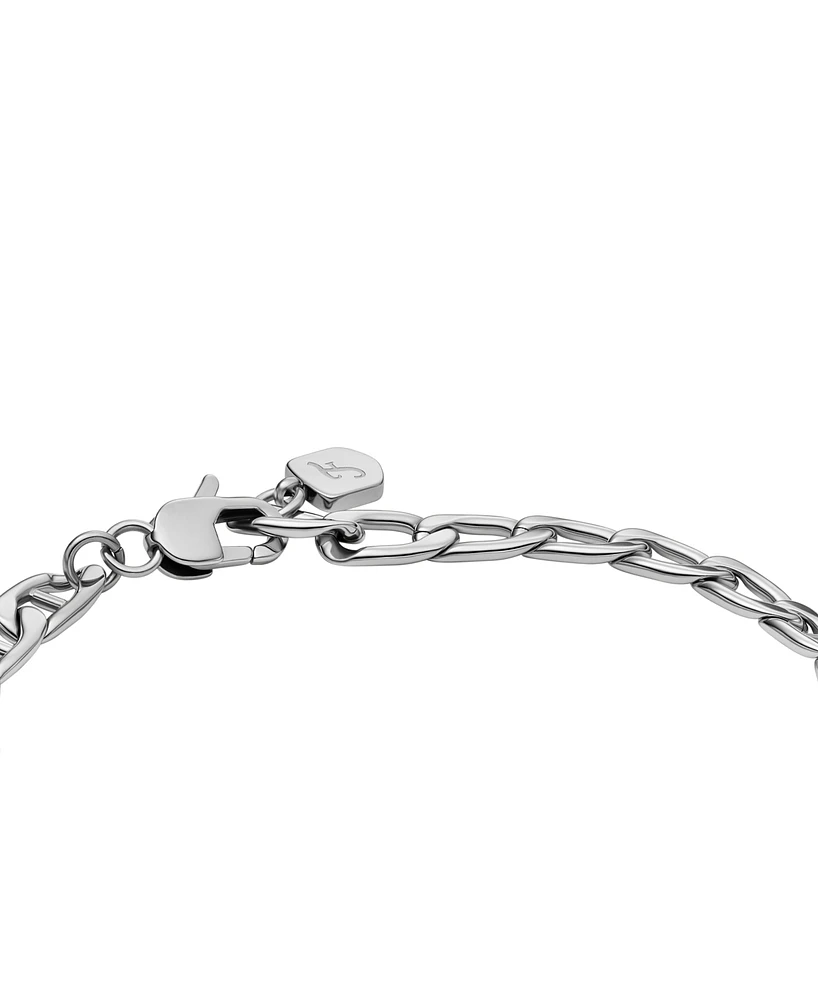 Fossil Drew Silver-Plated Stainless Steel Id Bracelet
