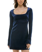 B Darlin Juniors' Square-Neck Long-Sleeve Velvet Dress