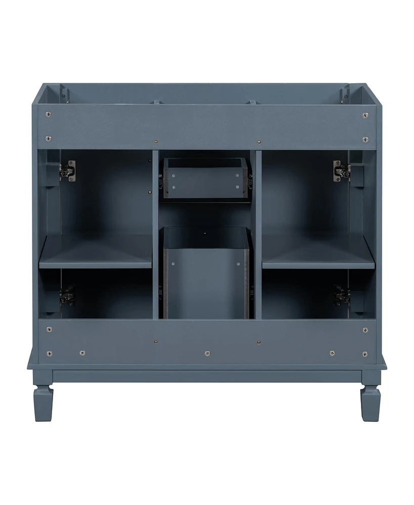 Streamdale Furniture 36" Bathroom Vanity without Top Sink, Royal Blue Cabinet only, Modern Bathroom Storage Cabinet with 2 Soft Closing Doors and 2 Dr