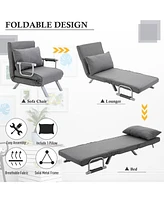 Streamdale Furniture Single Person Folding 5 Position Convertible Sofa Bed Sleeper Chair Chaise Lounge Couch w/Pillow & Steel Frame for Home office, L