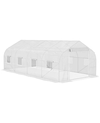 Streamdale Furniture 20' x 10' x 7' Walk-in Tunnel Greenhouse with Zippered Mesh Door & 8 Mesh Windows, Gardening Plant Hot House with Galvanized Stee