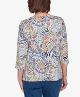 Alfred Dunner Petite Key Items Paisley Short Sleeve Top