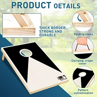 Solid Wood Premium Cornhole Set - 3 Feet x 2 Feet Game Boards, Includes Set of 8 Corn Hole Toss Bags