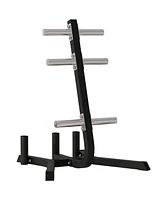 2-inch Weight Rack for Plates and 3 Bars, Olympic Weight Tree Bumper Plate Storage Holder, 660 lbs. Capacity, Black