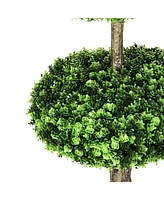 Streamdale Furniture Set of 2 Artificial Boxwood Topiary Trees in Pots, 43.25" Artificial Plants Faux Trees for Home Office, Living Room Decor, Indoor