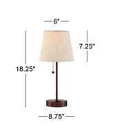 360 Lighting Justin Modern Accent Table Lamps 18 1/4" Tall Set of 2 with Usb Charging Ports Marbled Bronze Metal Oatmeal Drum Shade for Bedroom Living