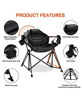 Hammock Camping Chair Folding 350 lbs Foldable Portable Rocking Chairs for Adults Outside Swinging Camp with Stand Lawn Garden Hanging Outdoor