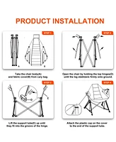 Hammock Camping Chair Folding 350 lbs Foldable Portable Rocking Chairs for Adults Outside Swinging Camp with Stand Lawn Garden Hanging Outdoor
