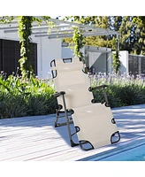 Simplie Fun Folding Chaise Lounge Chair for Outside, 2-in