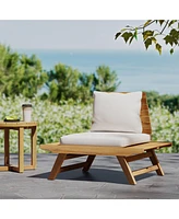 Acacia Wood Club Chair With Water-Resistant Cushions