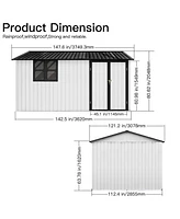 Streamdale Furniture Metal garden sheds 10ftx12ft outdoor storage sheds white+black with window