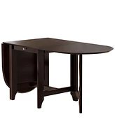 Streamdale Furniture Retro Drop-Leaf Table Rubber Wood Dining Table with Spacious Tabletop Small Drawer for Small Space Kitchen Dark Brown