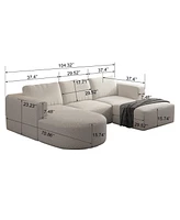 Simplie Fun 133.8470.86 Modular Sectional Sofa Sleeper Couch, Sectional Sofa with Chaise and Ottoman, Convertible U Shaped Modular Sofa Set. Compresse