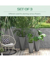 Streamdale Furniture Set of 3 Tall Planters, 28.75", 24.5", 20.5", MgO Indoor Outdoor Planters with Drainage Holes, Stackable Flower Pots for Garden,