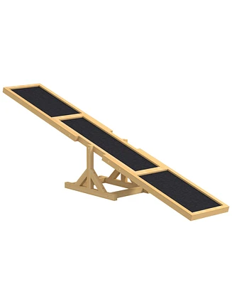 Wooden Dog Agility Seesaw for Training and Exercise, Platform Equipment Run Game Toy, Weather Resistant Pet Supplies, 71" L x 12" W x 12