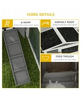Rabbit Hutch 2-Story Bunny Cage Small Animal House with Slide Out Tray, Detachable Run, for Indoor Outdoor, 61.5" x 23" x 27