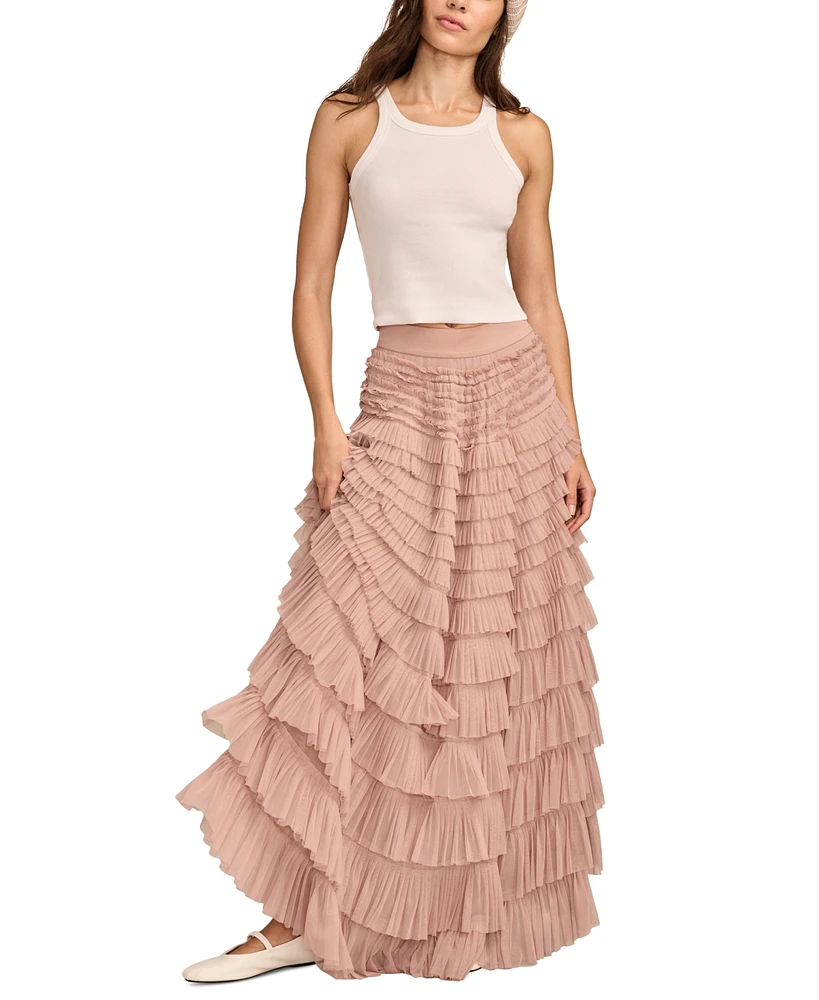 Lucky Brand Women's Tulle-Ruffle Pull-On Maxi Skirt