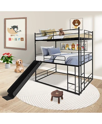 Simplie Fun Twin Size House Loft Bed with Slide and Ladder, Black