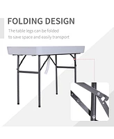 4FT Portable Folding Fish Fillet Cleaning Table Camping Picnic Ice Party Desk with Sink