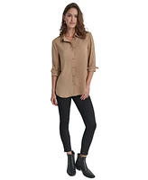 Dkny Jeans Women's Collared Long-Sleeve Blouse