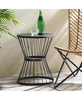 Lassen 16: Modern Hourglass End Table For Outdoor Sophistication