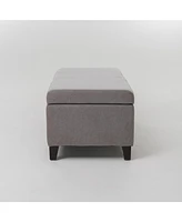 Spacious Storage Ottoman With No Assembly Required In Light Grey