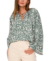 1.state Women's Wide Flutter-Sleeve Tie-Neck Top