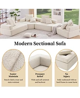 Streamdale Furniture Loveseat Frame for Oversized Modular U Shaped Sectional Sofa, Luxury Boucle Floor Couch Set, Convertible Sleeper Couch, Spacious