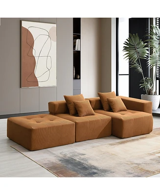 Streamdale Furniture 105.5" L Shaped Modular Sectional Sofa, Minimalist Corduroy Floor Couch Set