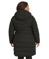 Calvin Klein Plus Hooded Zip-Front Puffer Coat