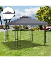 Streamdale Furniture 9.8' x 9.8' Gazebo Replacement Canopy, 2-Tier Top Uv Cover for 9.84' x 9.84' Outdoor Gazebo, Dark Gray (Top Only)