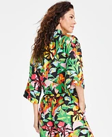 I.n.c. International Concepts Women's Printed Tie-Hem Shirt, Exclusively at Macy's