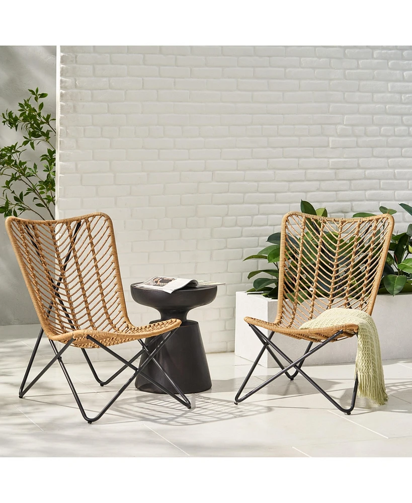 Streamdale Furniture Boho-Chic Wicker Patio Chair Set With Geometric Base