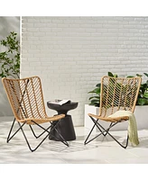 Streamdale Furniture Boho-Chic Wicker Patio Chair Set With Geometric Base