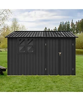 Simplie Fun Metal garden sheds 6ftx8ft outdoor storage sheds black with window