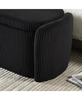 Simplie Fun Storage Ottoman, Bedroom End Bench, Upholstered Fabric Storage Ottoman with Safety Hinge, Entryway Padded Footstool