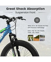 Simplie Fun Elecony 24 Inch Fat Tire Bike Adult/Youth Full Shimano 7 Speeds Mountain Bike, Dual Disc Brake