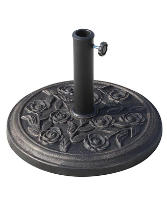 Streamdale Furniture 18" 20 lbs Round Resin Umbrella Base Stand Market Parasol Holder with Decorative Rose Floral Pattern & Easy Setup, for 1.5", 1.89