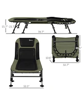 Camping Cot for Adults, Folding Bed with Soft Padded Cushions & Headrest, 180 Adjustable Reclining Lounger, Heavy Duty and Portable with a 400 lbs. Ca