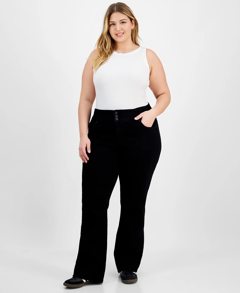 Celebrity Pink Trendy Plus Size High-Rise Curvy Bootcut Jeans