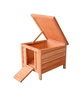 Streamdale Furniture Small Wooden Rabbit Hutch Bunny Cage Guinea Pig Cage Duck House Dog House with Openable & Waterproof Roof, Natural