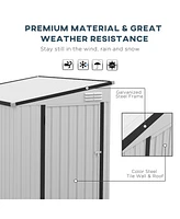 4' x 6' Metal Outdoor Storage Shed, Lean to Storage Shed, Garden Tool Storage House with Lockable Door and 2 Air Vents for Backyard, Patio, Lawn, Whit