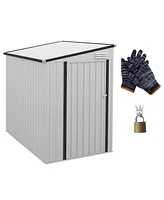 4' x 6' Metal Outdoor Storage Shed, Lean to Storage Shed, Garden Tool Storage House with Lockable Door and 2 Air Vents for Backyard, Patio, Lawn, Whit