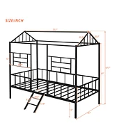 Slickblue Twin Metal House Bed Frame with Slatted Support No Box Spring Needed