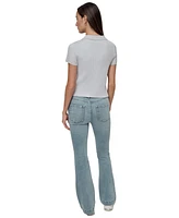 Dkny Jeans Women's Short-Sleeve Ribbed Knit Polo Shirt