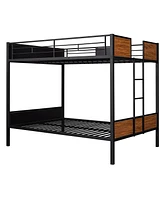 Slickblue Modern Full-Over-Full Bunk Bed with Steel Frame, Safety Rail & Built-In Ladder for Bedroom or Dorm